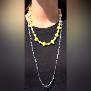 Yellow and Blue Beaded Necklace